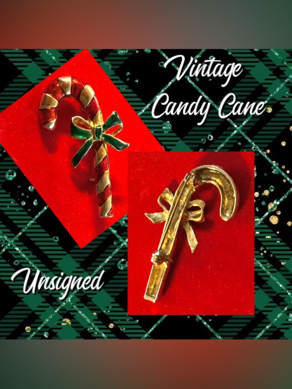 Vintage Reindeer and Candy Cane Broches - Picture 4 of 5